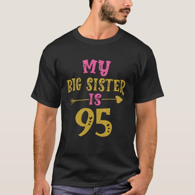 Hearts 95th Bday For Sister From Sister Brother T-Shirt (Vorderseite)