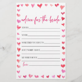 Hearts Advice For The Bride Bridal Shower Game Briefpapier
