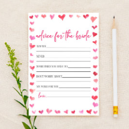 Hearts Advice For The Bride Bridal Shower Game  Briefpapier