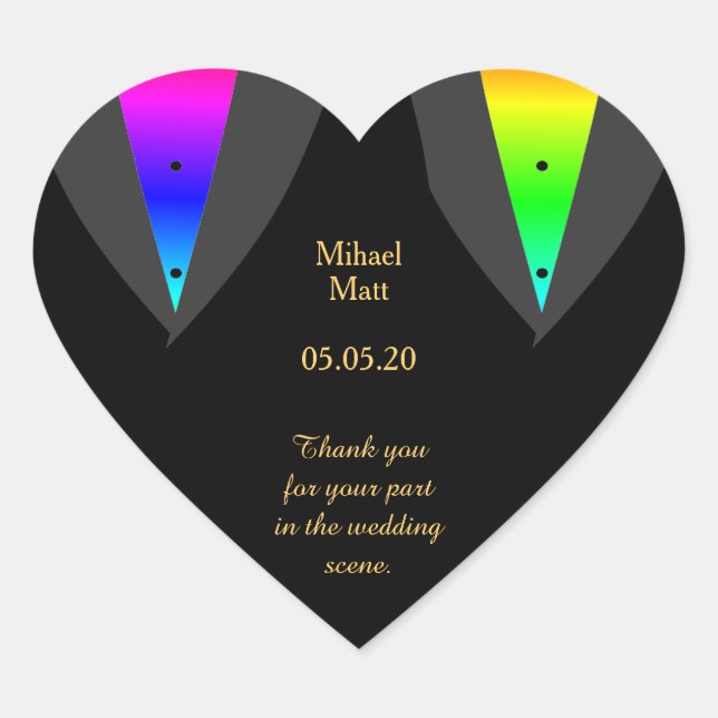 Hearts Aglow mit Pride Gay Wedding Heart Sticker (Vorderseite)
