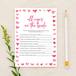 Hearts All Eyes On The Bride Bridal Shower Game  Briefpapier