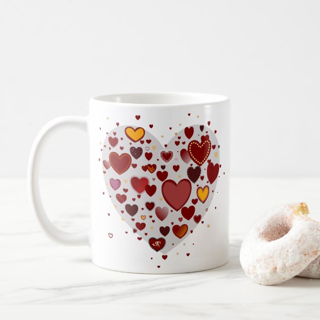 Hearts allover kaffeetasse (Mit Donut)