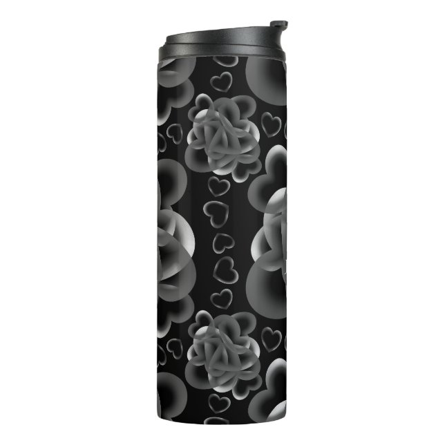 Hearts Alots Black Pattern Thermosbecher (Nach links gedreht)