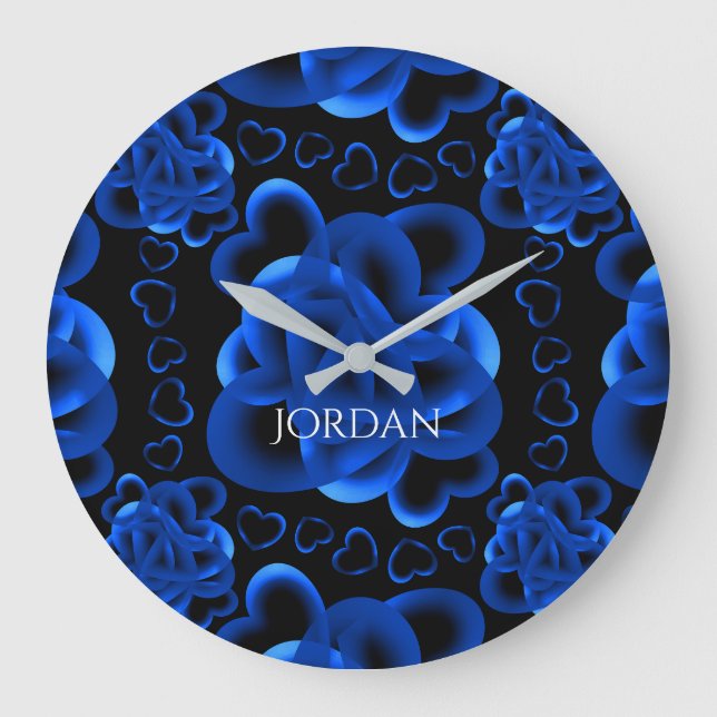 Hearts Alots Pattern Große Wanduhr (Vorderseite)