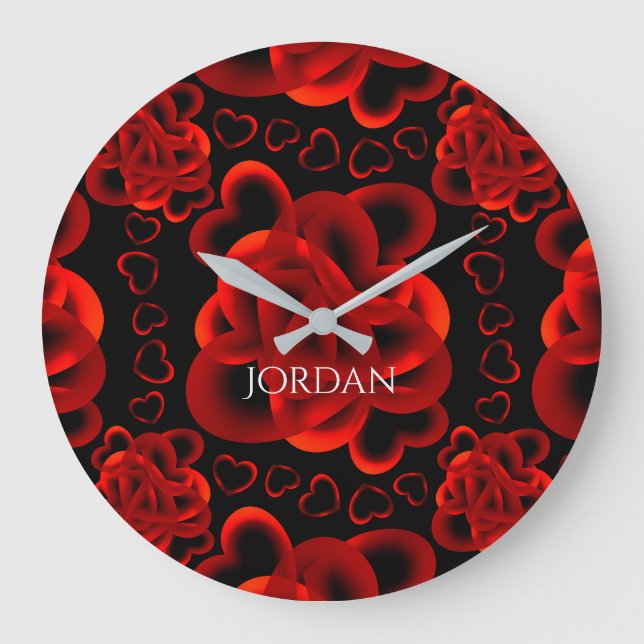 Hearts Alots Pattern Große Wanduhr (Vorderseite)