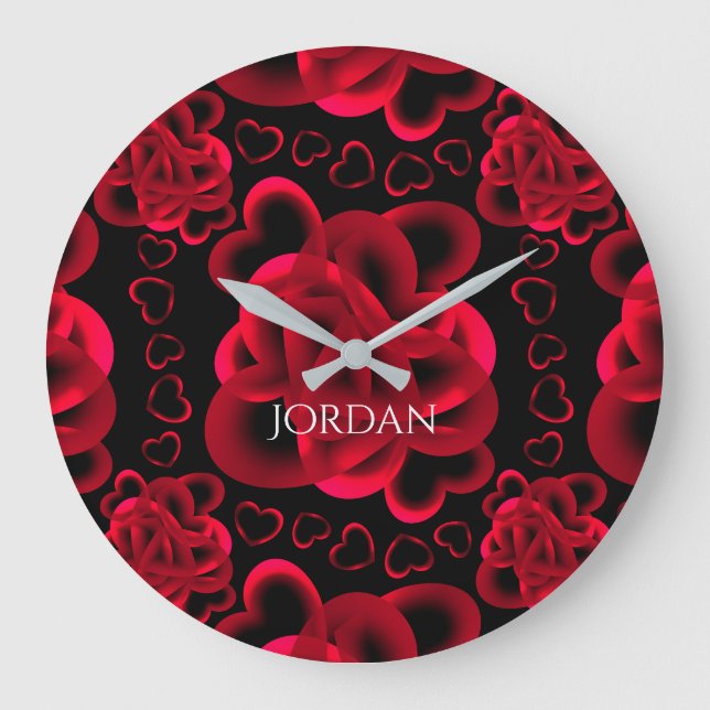 Hearts Alots Pattern Große Wanduhr (Vorderseite)