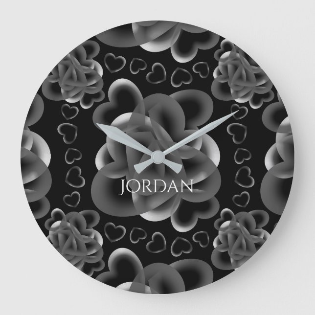 Hearts Alots Pattern Große Wanduhr (Vorderseite)