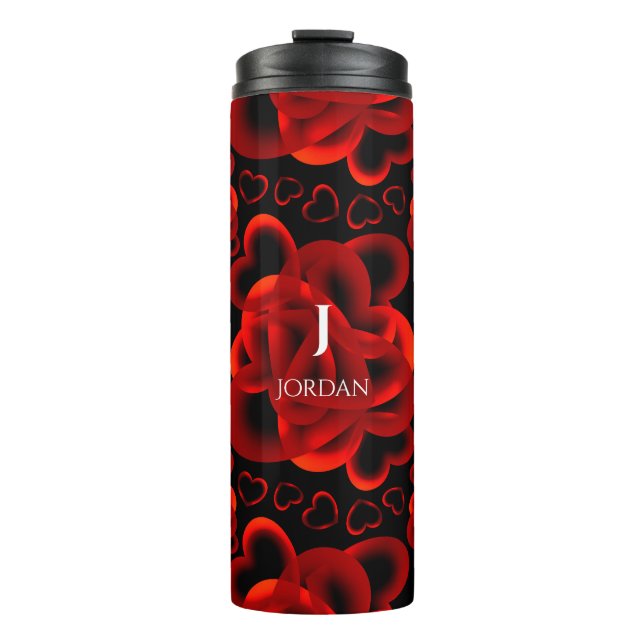 Hearts Alots Red Pattern Thermosbecher (Vorderseite)