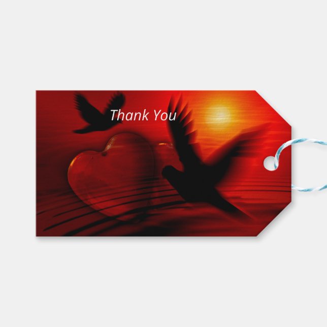 Hearts and Doves Geschenkanhänger (Vorderseite (Horizontal))