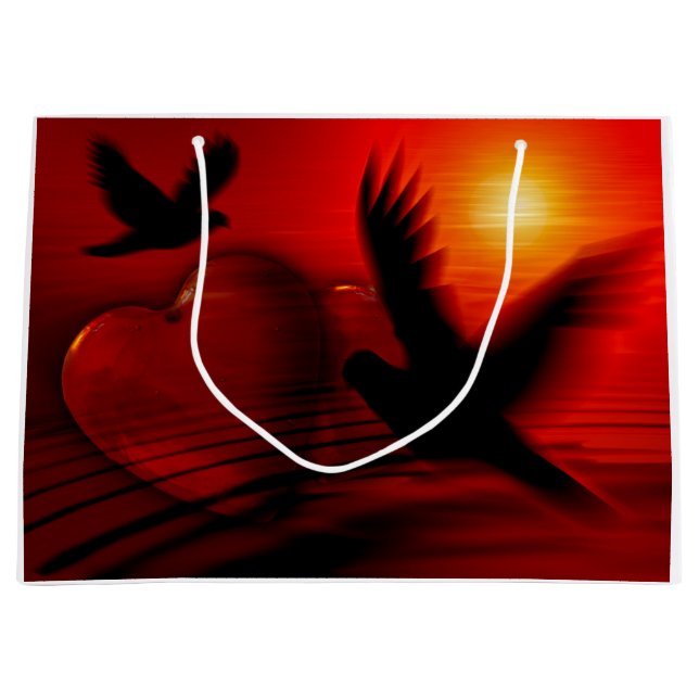 Hearts and Doves Große Geschenktüte (Vorderseite)