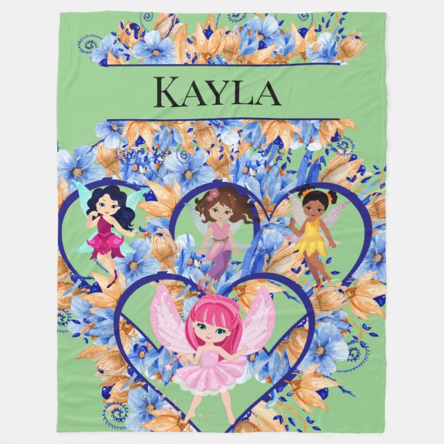 Hearts and Fairies Fleece Blanket (Vorderseite)