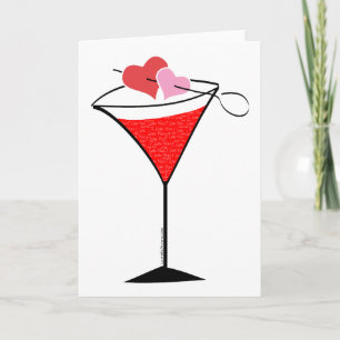 Hearts and Love Martini Feiertagskarte