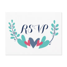 Hearts and Vines Wedding RSVP Postcard