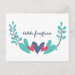 Hearts and Vines Wedding Tischnummer Postcard