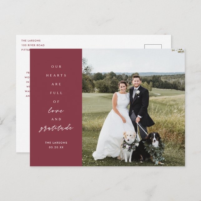 Hearts are Full Foto Wedding Danke Postcard Postkarte (Vorne/Hinten)