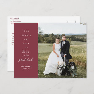 Hearts are Full Foto Wedding Danke Postcard Postkarte