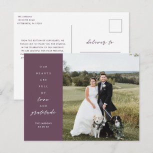 Hearts are Full Foto Wedding Danke Postcard Postkarte