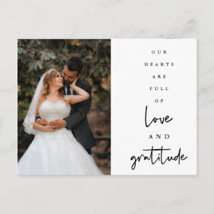 Hearts are Full Script Wedding Foto Vielen Dank Postkarte