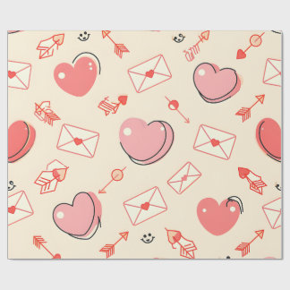Hearts Arrows Letters Valentine Wrapping Paper Geschenkpapier