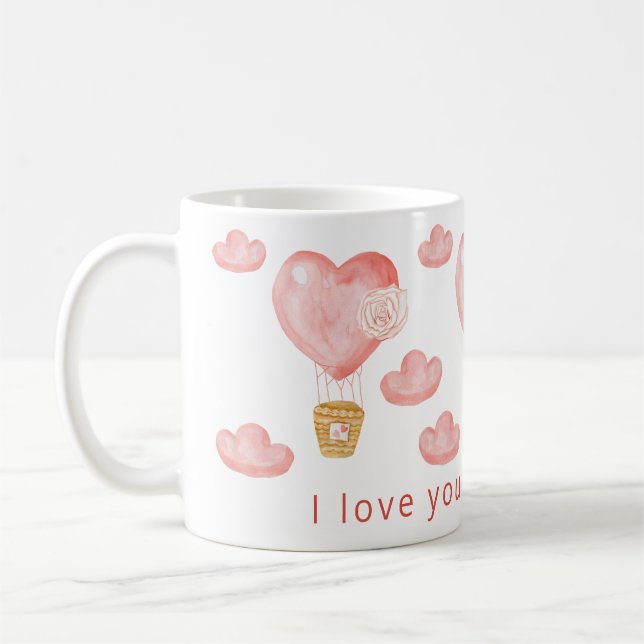 Hearts Balloon Valentine Personalisiert Custom Kaffeetasse (Links)