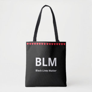 Hearts & Black Lives Matter BLM Text auf Schwarz