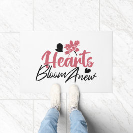 Hearts Bloom new - inspirierendes Blumenzitat Fußmatte