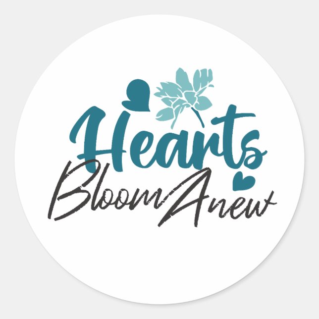 Hearts Bloom new - inspirierendes Blumenzitat Runder Aufkleber (Vorderseite)