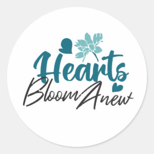Hearts Bloom new - inspirierendes Blumenzitat Runder Aufkleber