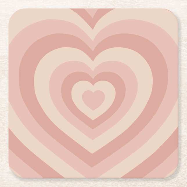 Hearts Blush Beige Rechteckiger Pappuntersetzer (Vorderseite)