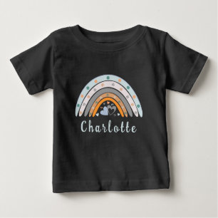 Hearts Boho Rainbow mit Personalisiertem Namen Baby T-shirt
