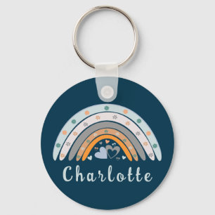 Hearts Boho Rainbow mit Personalisiertem Namen Schlüsselanhänger