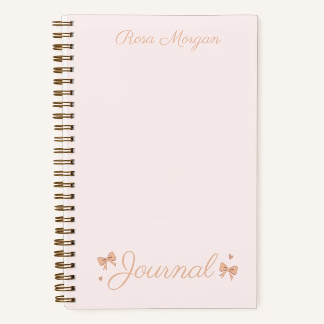 "Hearts & Bows" Coquette Journal Pink Notizbuch (Vorderseite)