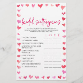 Hearts Bridal Scattergories Bridal Shower Game Briefpapier
