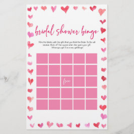 Hearts Bridal Shower Bingo Bridal Shower Game Briefpapier