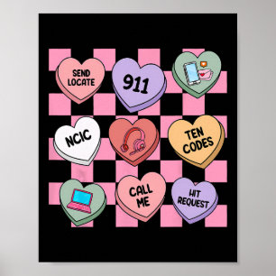 Hearts Candy Valentinstag 911 Dispatcher , Poster