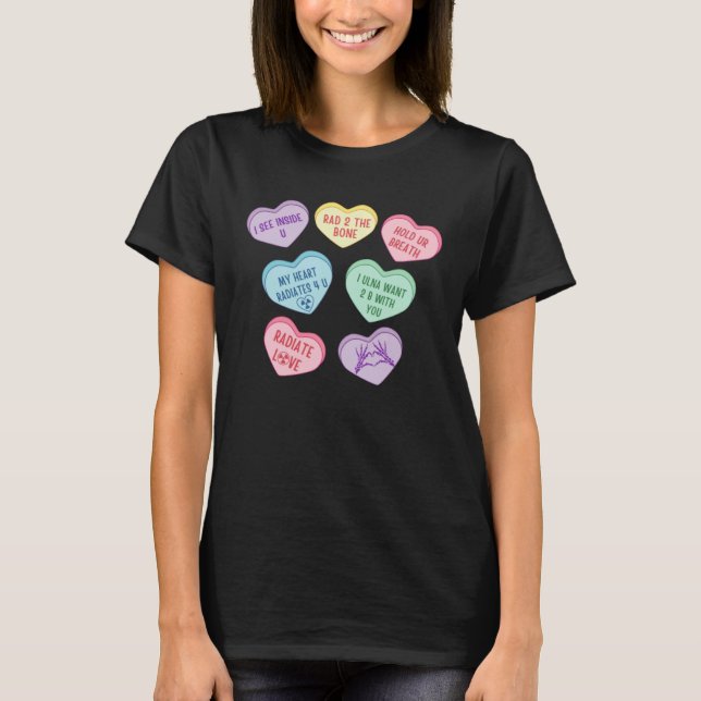 Hearts Candy X Ray Radiology Tech Happy Valentines T-Shirt (Vorderseite)