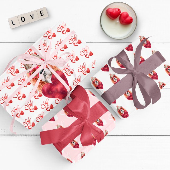 Hearts Cavalier Spaniel Dog Lover Valentines Gift Geschenkpapier Set (Von Creator hochgeladen)
