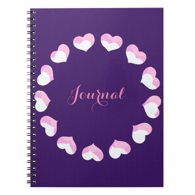Hearts Circle Pink Lila Journal Notebook Notizblock (Vorderseite)