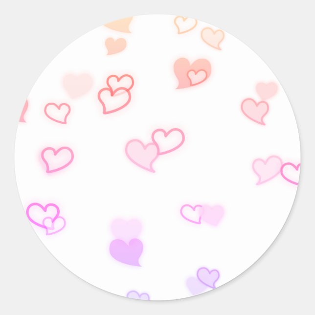 Hearts Classic Round Sticker (Vorderseite)