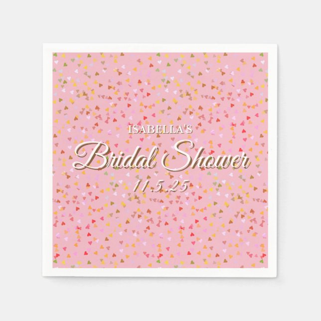 Hearts Confetti Brautparty Serviette (Vorderseite)