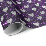 Hearts Confetti Silver Gray Glitzer Lila Plum Geschenkpapier<br><div class="desc">Minimalismus und Elegance Glam und Chic Delicate Wrapping Paper</div>