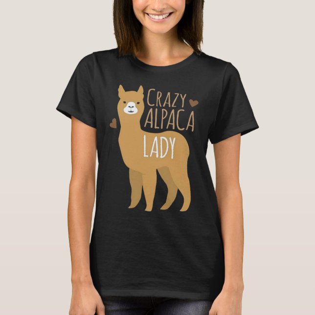Hearts Crazy Alpaca Lady Funny Süße Tier Lover T-Shirt (Vorderseite)