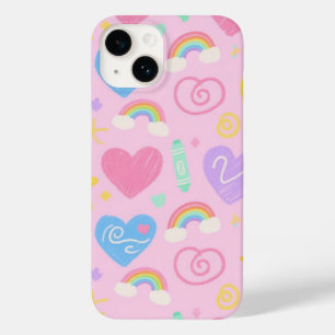 Hearts & Doodles Phone Case - Kawaii Kidcore Vibe