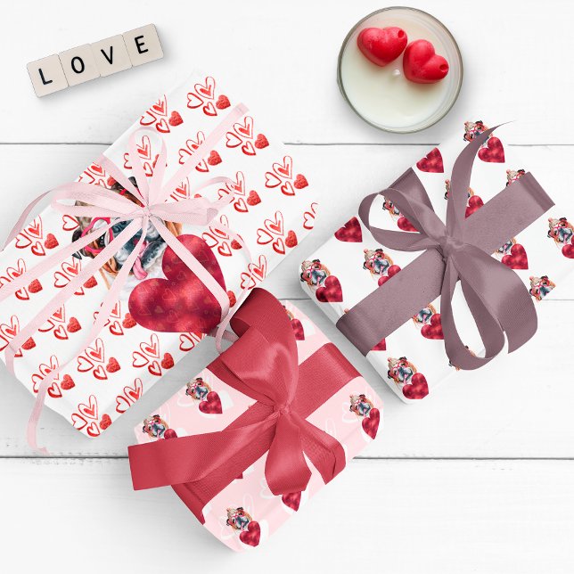 Hearts English Bulldog Hund Lover Valentines Gesch Geschenkpapier Set (Von Creator hochgeladen)