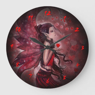 Hearts Fairy Fantasy Art Clock Große Wanduhr