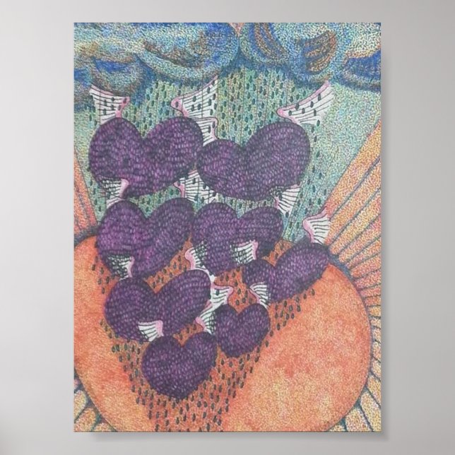 hearts fly away very unique art poster (Vorne)