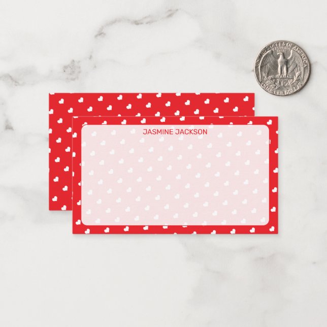 Hearts Frohen Valentinstag Modernes Liebesmuster Mitteilungskarte (Vorderseite/Rückseite Beispiel)