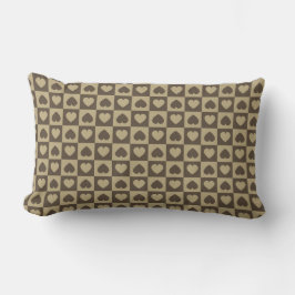 Hearts Galore Brown und Tan Lendenkissen