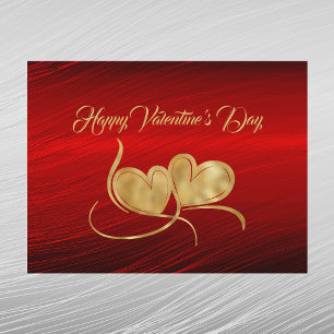 Hearts Gold Red Valentine Feiertagspostkarte