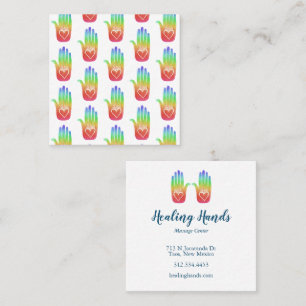 Hearts Hamsa Regenbogenmuster Quadratische Visitenkarte